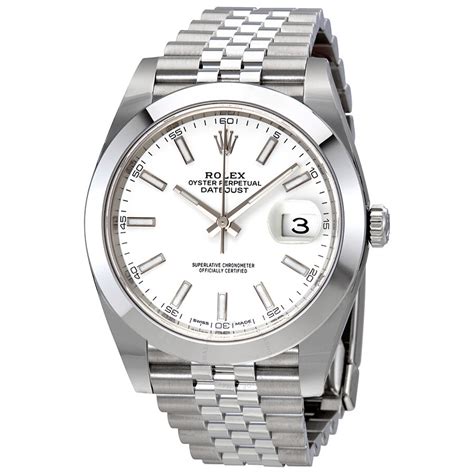 rolex datejust men's white dial automatic jubilee watch|rolex datejust 126300 41mm.